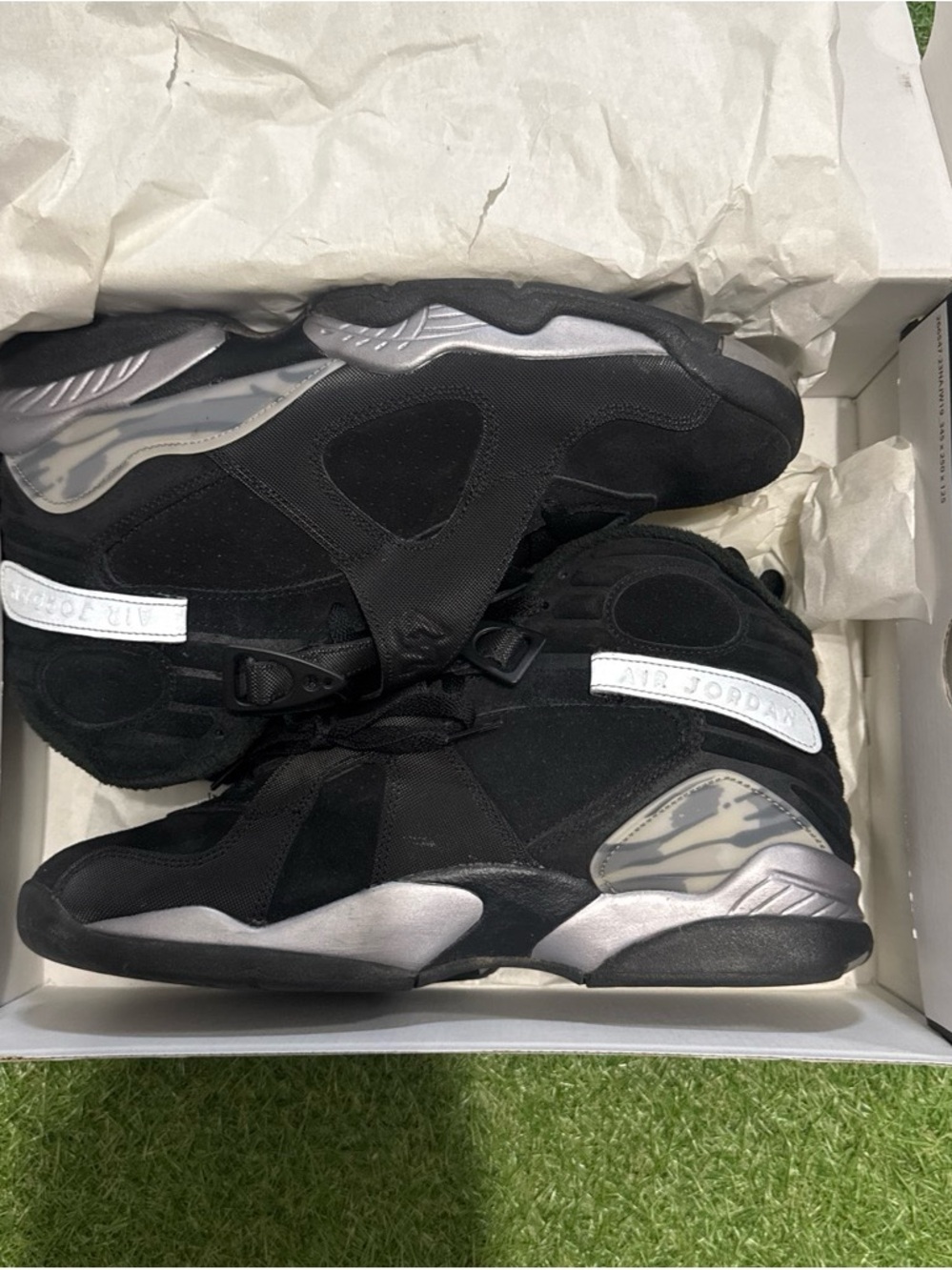 Jordan Kids Black and Silver High-Top Sneakers